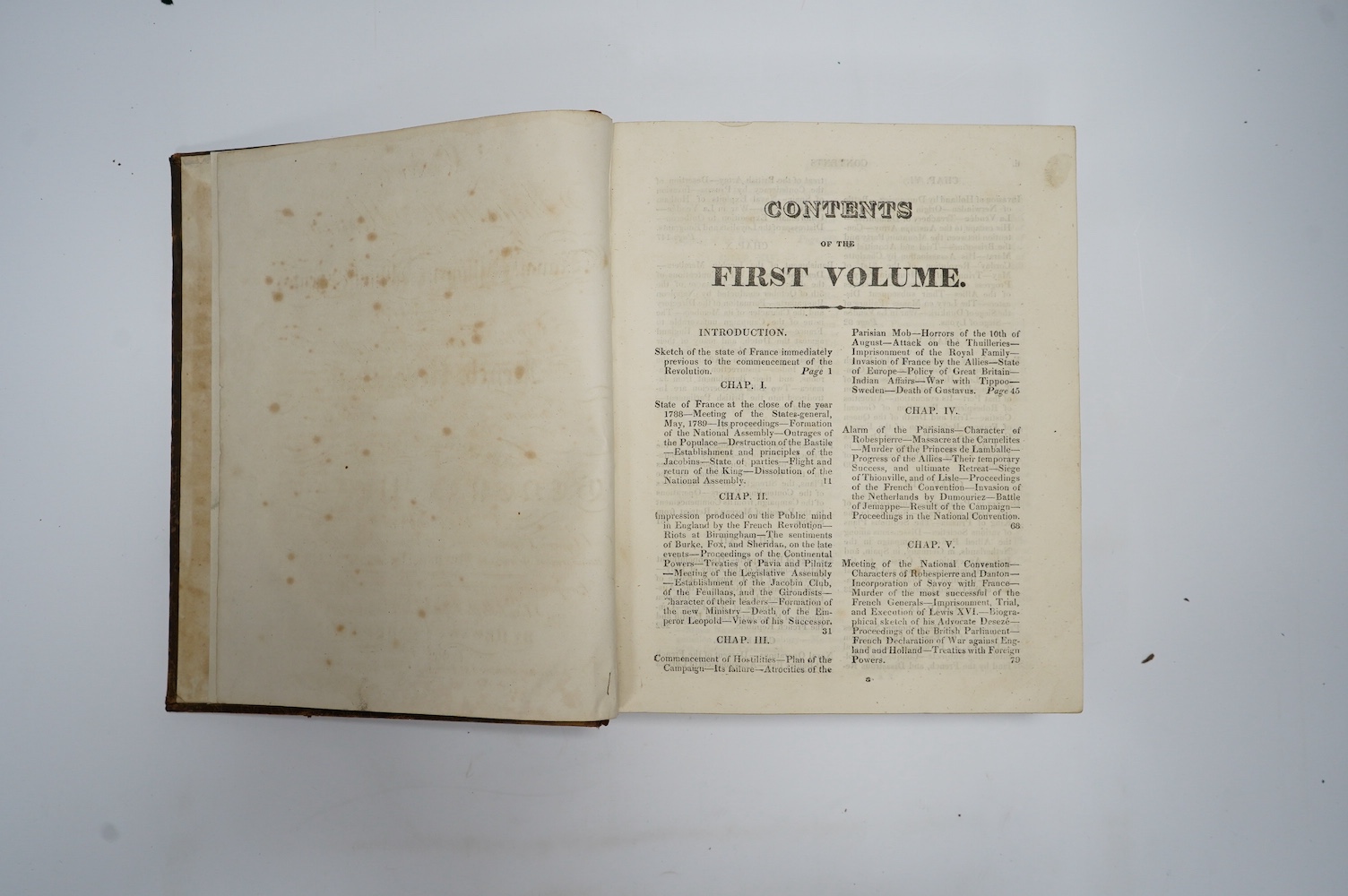 Clarke, Hewson - An Impartial History of the Naval, Military and Political Events from the Commencement of the French Revolution to the Entrance of the Allies into Paris ... 3 vols. a portrait and 11 maps; contemp. gilt